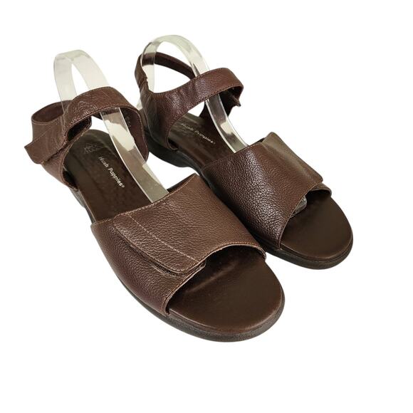 Hush Puppies Shoes - Hush Puppies Womens Resort Sandals Size 10 Strappy Brown Leather HPO2 Flex Sole
